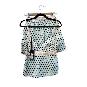 NWT Pinko Black and White Polka Dot Pajama Set Shorts and Tank Size 2